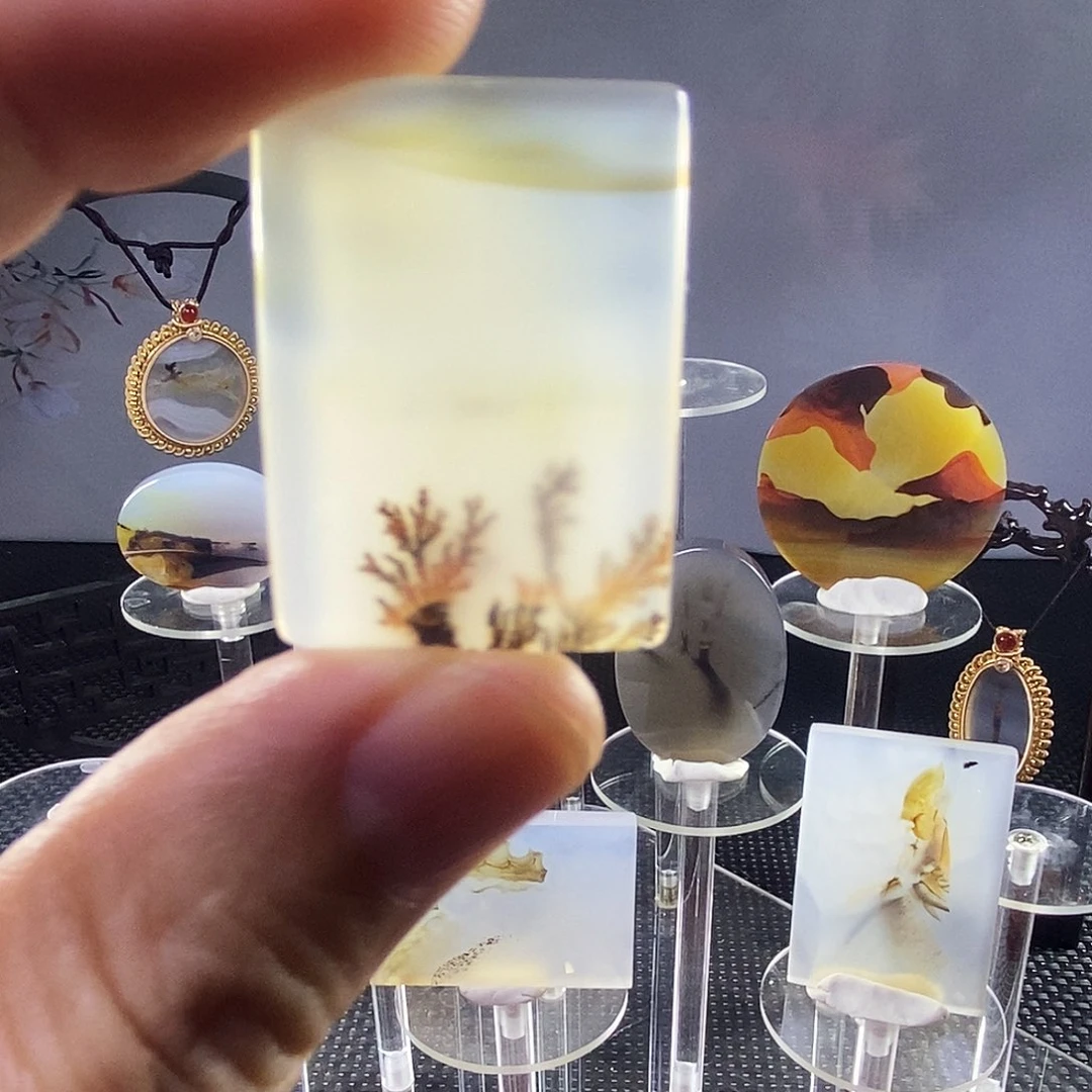 合成碳硅石非金属时尚图纹画面石饰品