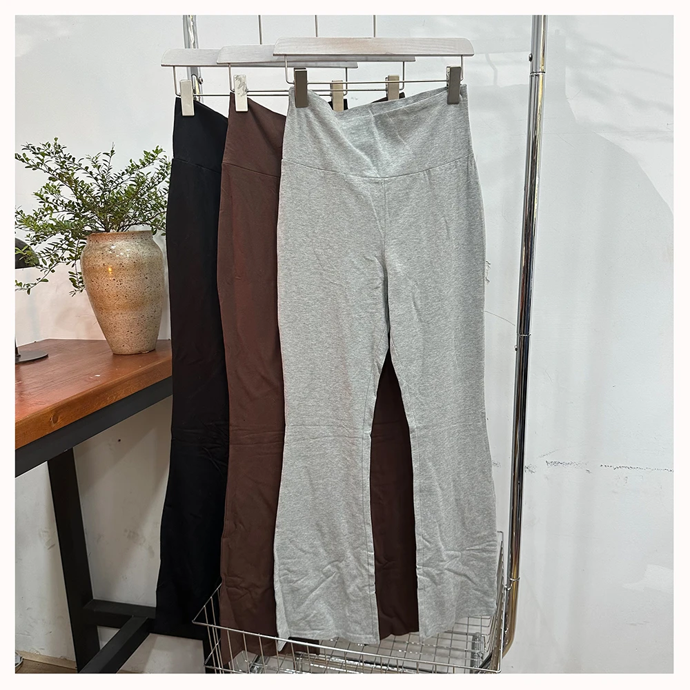 ML10134 春秋新款纯色高腰女士修身直筒休闲长裤