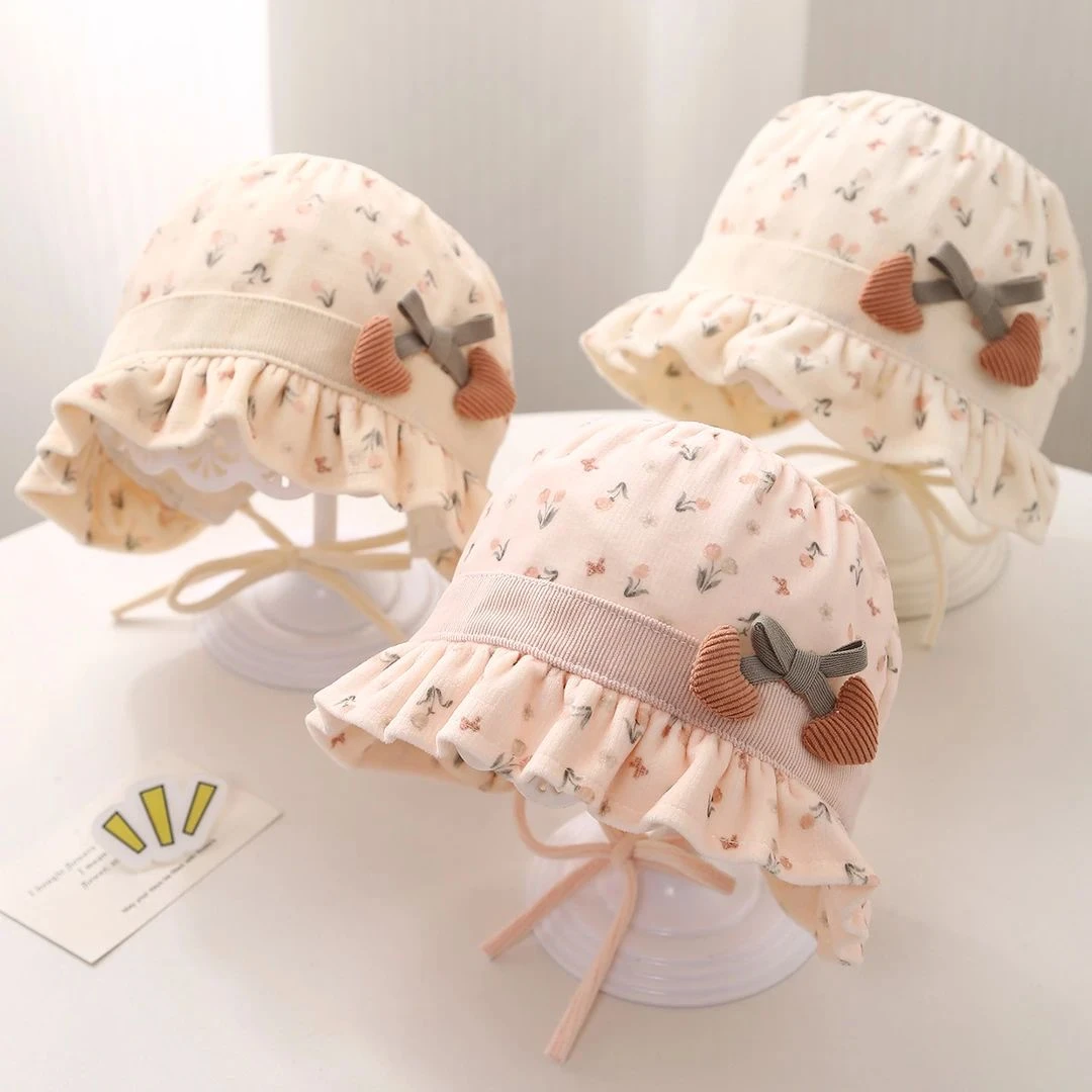 女宝宝帽子春秋季婴幼儿包头帽公主风可爱小月龄秋冬女婴儿护耳帽
