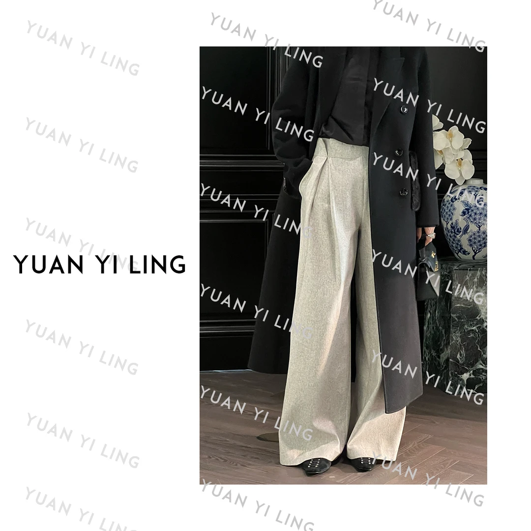 袁艺灵【加州来信】羊毛设计款松弛休闲阔腿裤3213