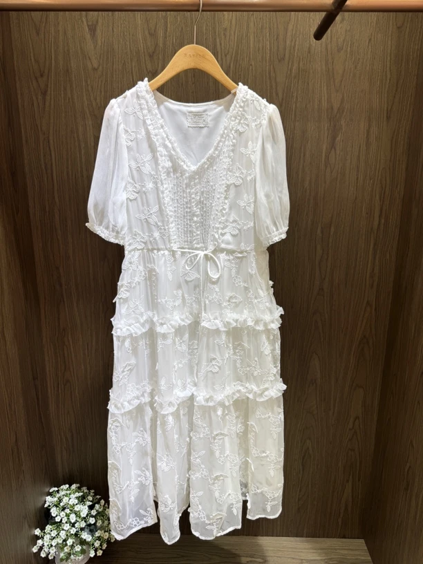 芭家2025夏款时尚气质优雅温柔甜美显瘦长款连衣裙95L7669-999B