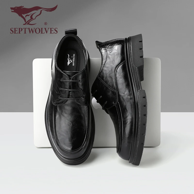 七匹狼2025秋冬新款男鞋高级质感头层牛皮休闲鞋厚底增高休闲皮鞋