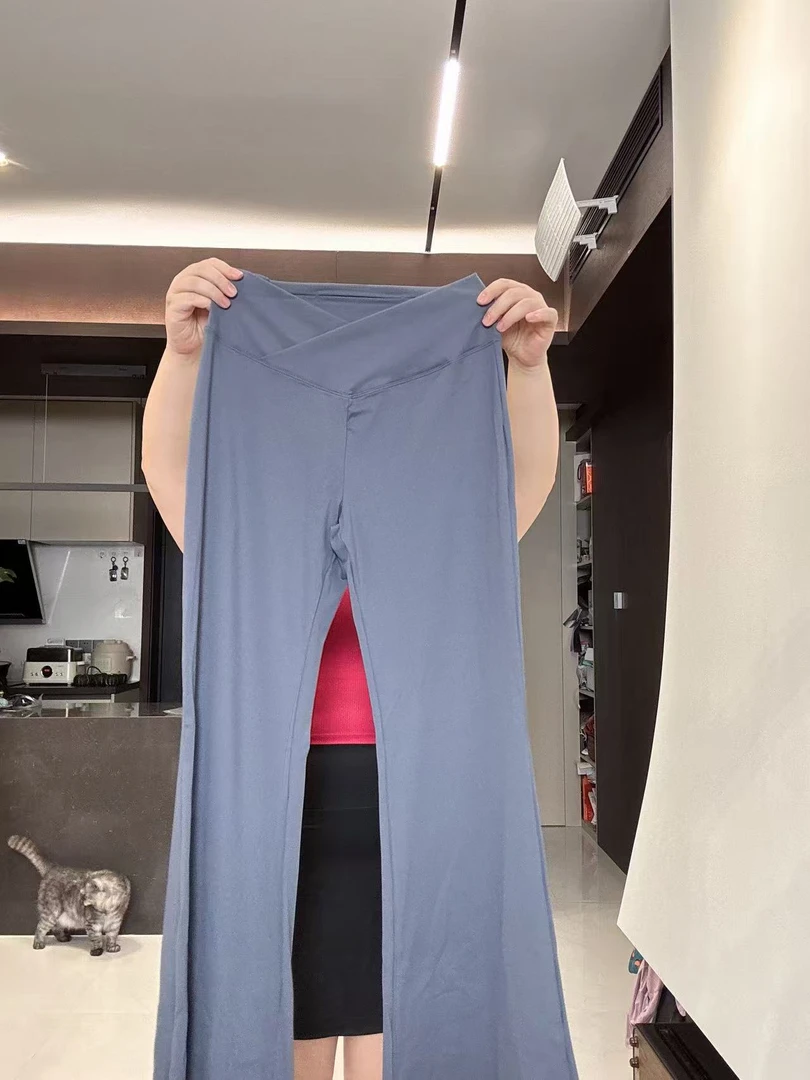 大码高腰前交叉瑜伽健身运动瑜伽喇叭裤KZ-前交叉