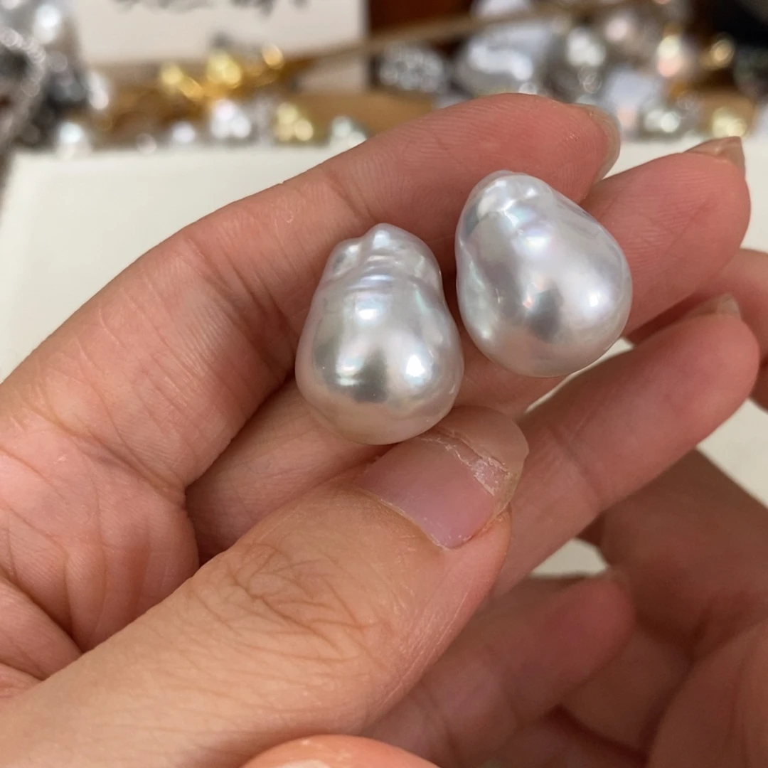 银S925镶嵌耳饰海水珍珠