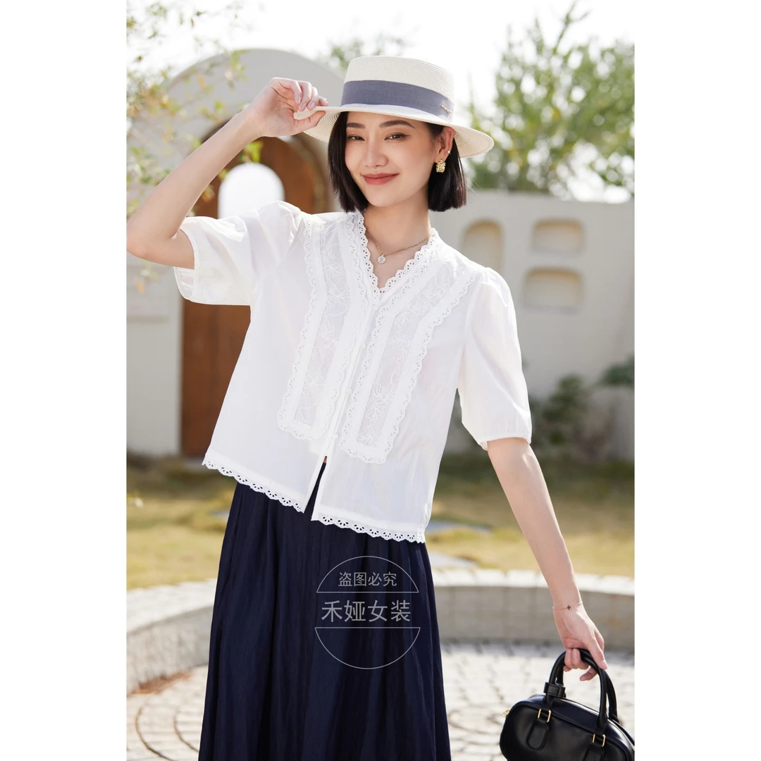 希雅9030  夏季显瘦雪纺上衣气质时尚小衫休闲雪纺衫