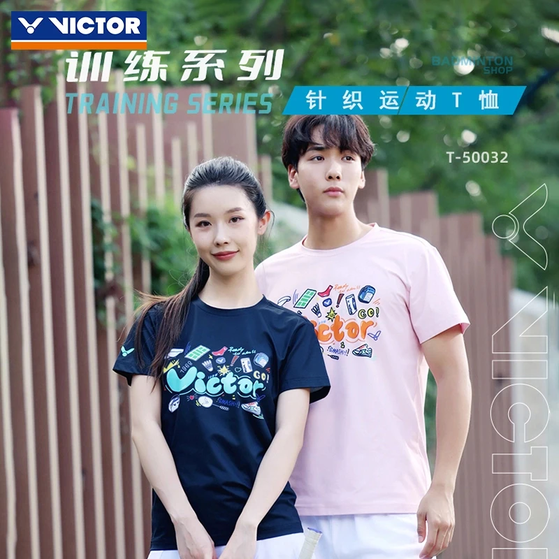 VICTOR威克多胜利羽毛球服训练系列男女中性款针织运动T恤T-50032