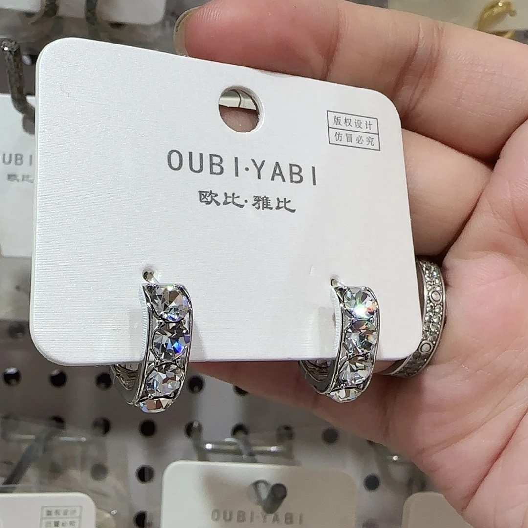 锆石纯铜合金银色耳扣