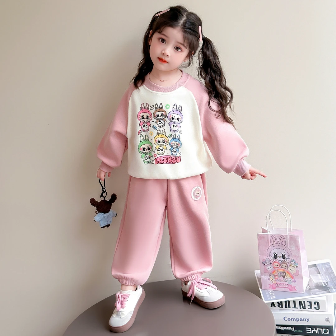 女童拉布布套装春秋季2025新款儿童卡通卫衣洋气女宝宝运动两件套