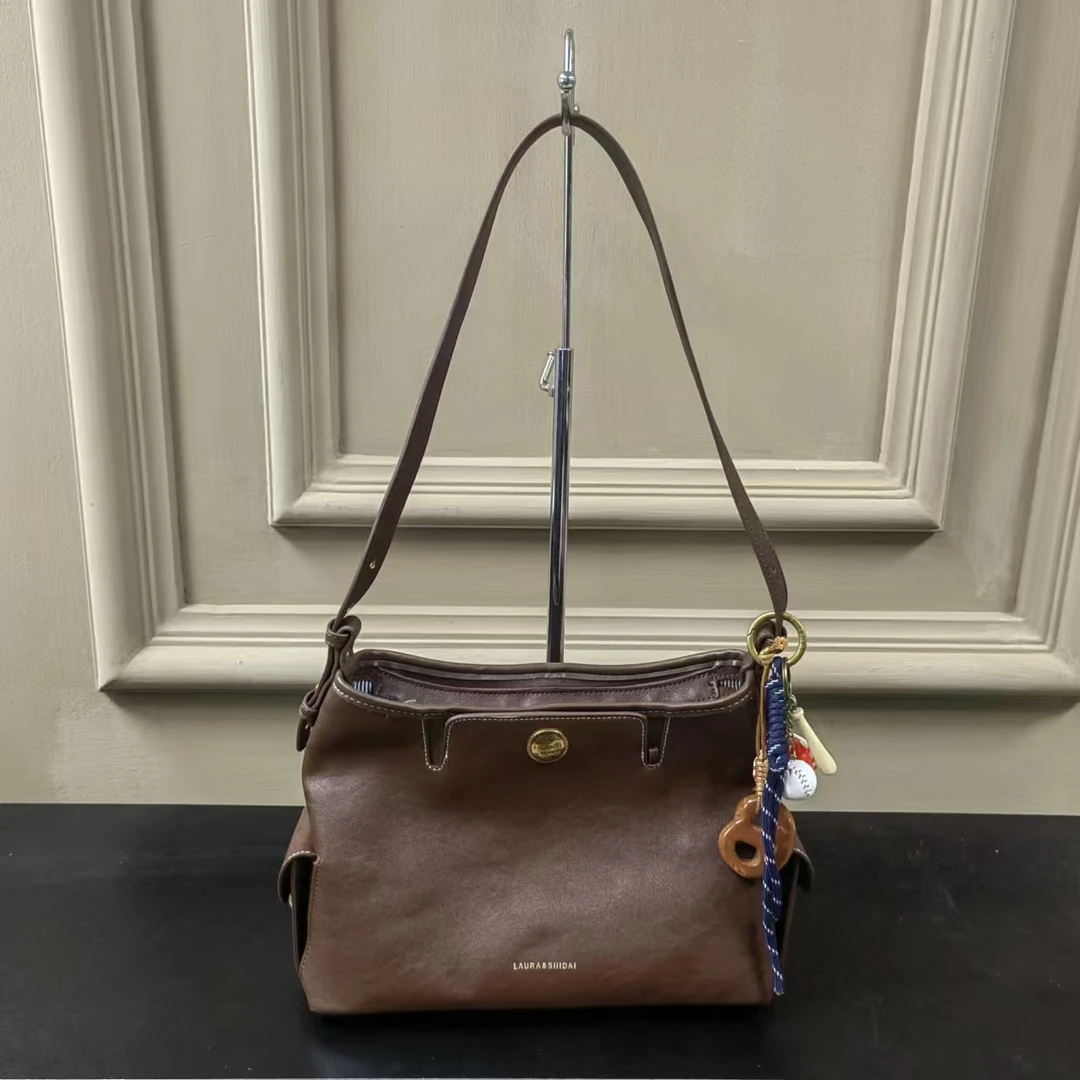 【芝麻集】SD-3971-深咖休闲百搭女士小众简约单肩女包