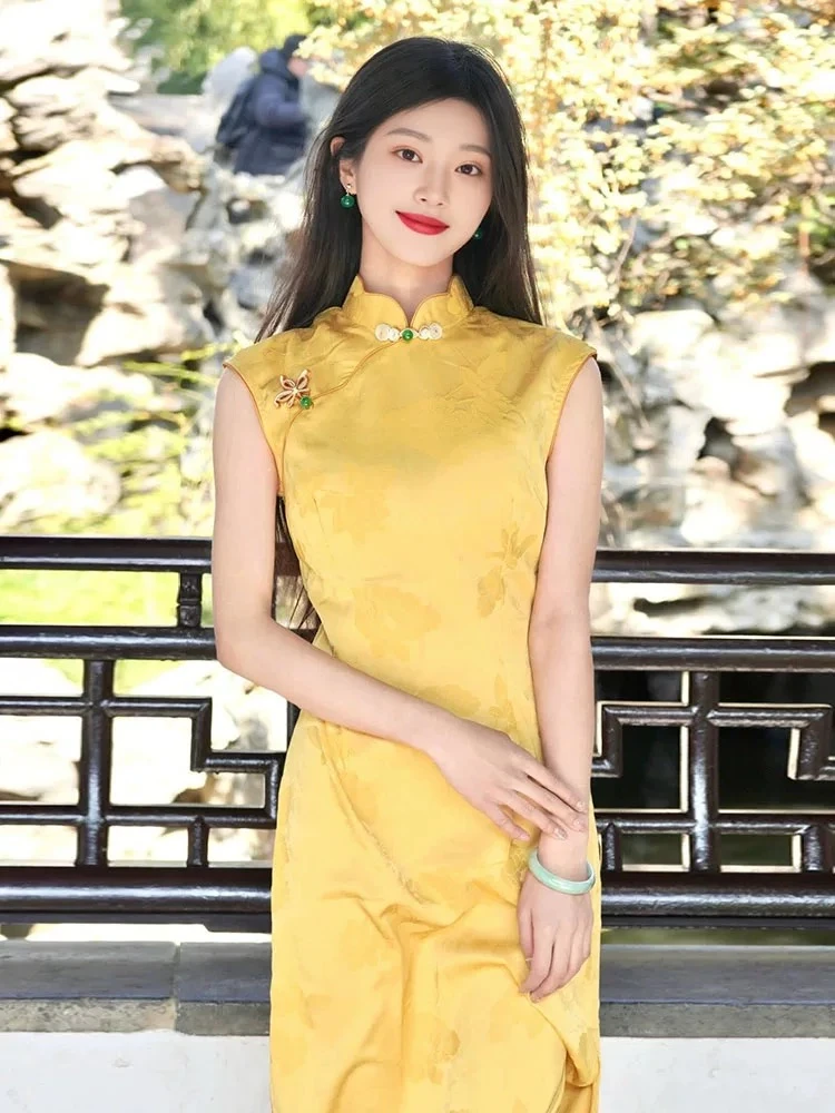 【锦心】2025春夏新款旗袍简单大方年轻少女气质高端印花日常可穿