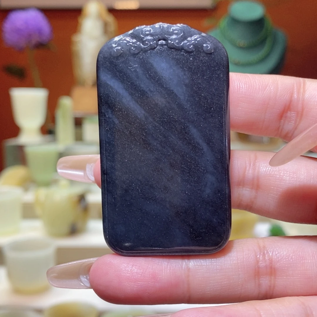 未镶嵌和田玉挂件新疆和田玉青花平安牌