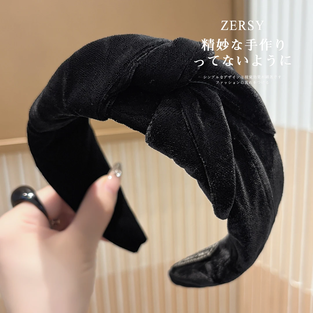新款高颅顶打结发箍高级感洋气时尚丝绒宽边发卡日常外戴洗脸头箍