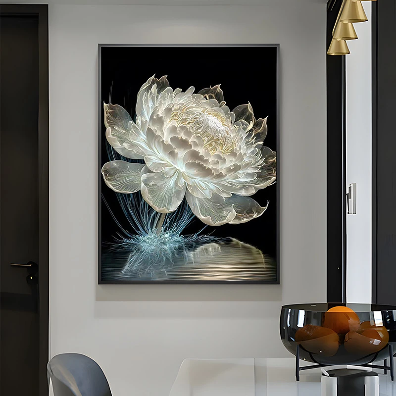 古风韵味荷花客厅卧室玄关立体花卉时尚雅致装饰画新房个性装饰品