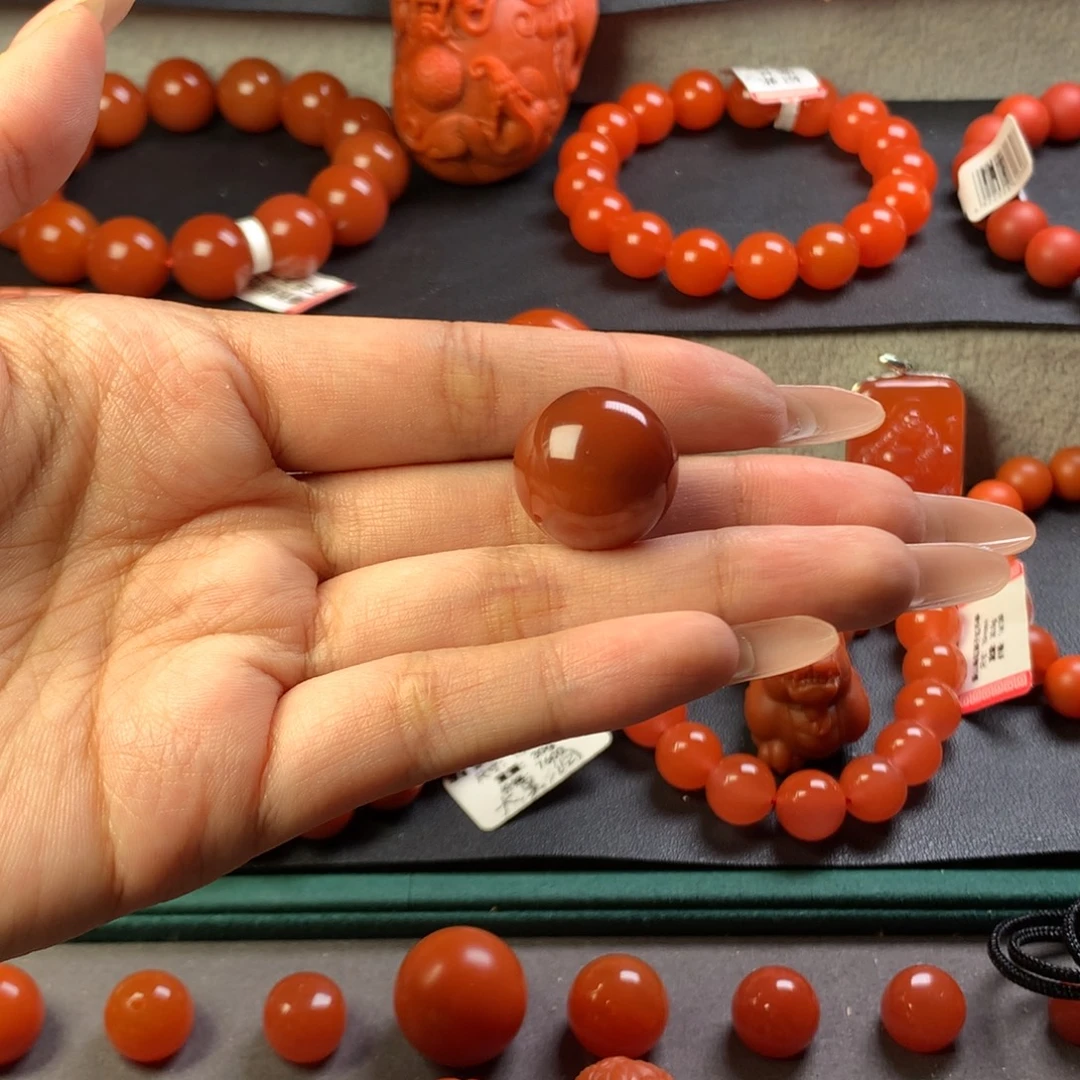 南红玛瑙未镶嵌18.7M珠子有纹