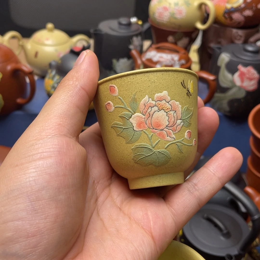 紫泥茶杯紫砂主人杯80cc