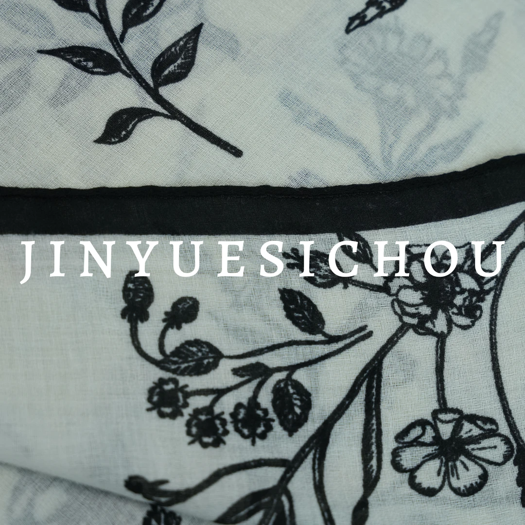 【墨韵花开】新中式棉麻轻奢高定国风丝巾（A489）