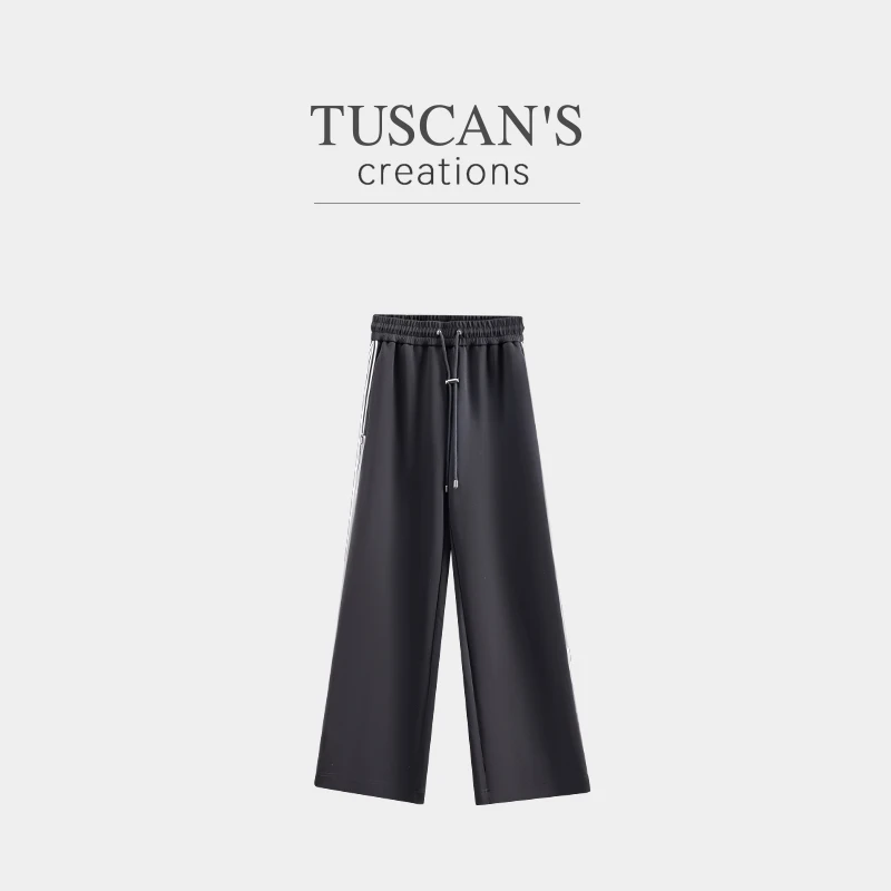 TUSCAN'S CREATIONS潮流百搭夏季休闲透气条纹直筒裤时代双鱼女装