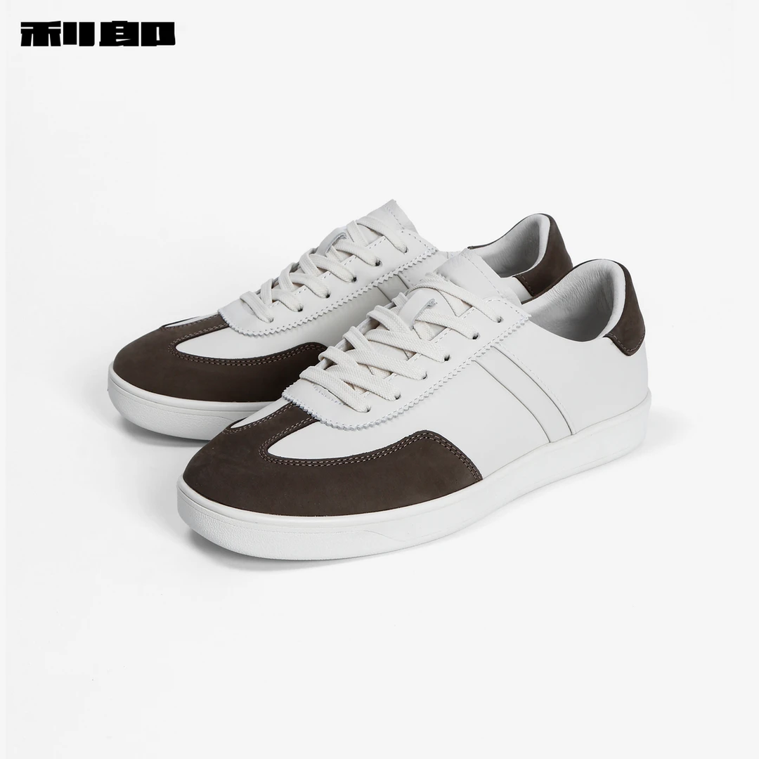 利郎复古经典百搭拼色低帮板鞋真皮男时尚休闲男士低帮系带板鞋