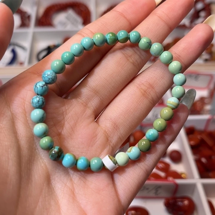 绿松石未镶嵌手链原矿绿松石5.5mm圆珠