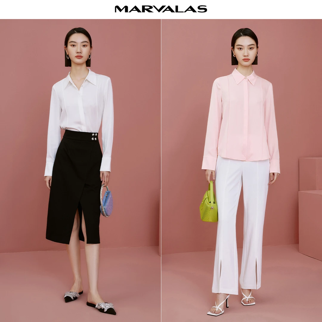 【丽公主】曼德诗醋酸时尚气质早春设计感丝滑衬衣M311300574