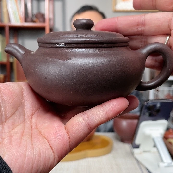 紫泥茶壶老紫泥扁腹