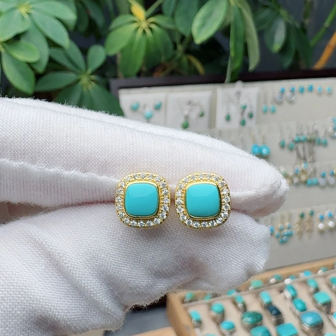 绿松石未镶嵌耳饰耳钉