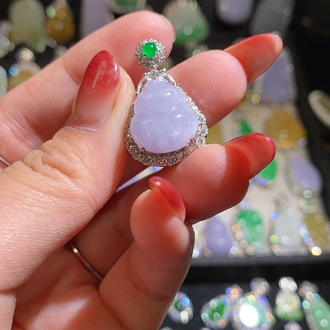 翡翠银S925镶嵌颈饰天然翡翠