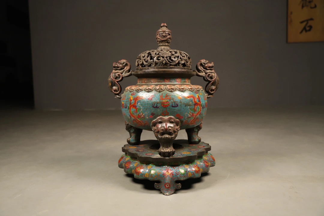 景泰蓝大熏炉 铜制 尺寸高80宽60厘米