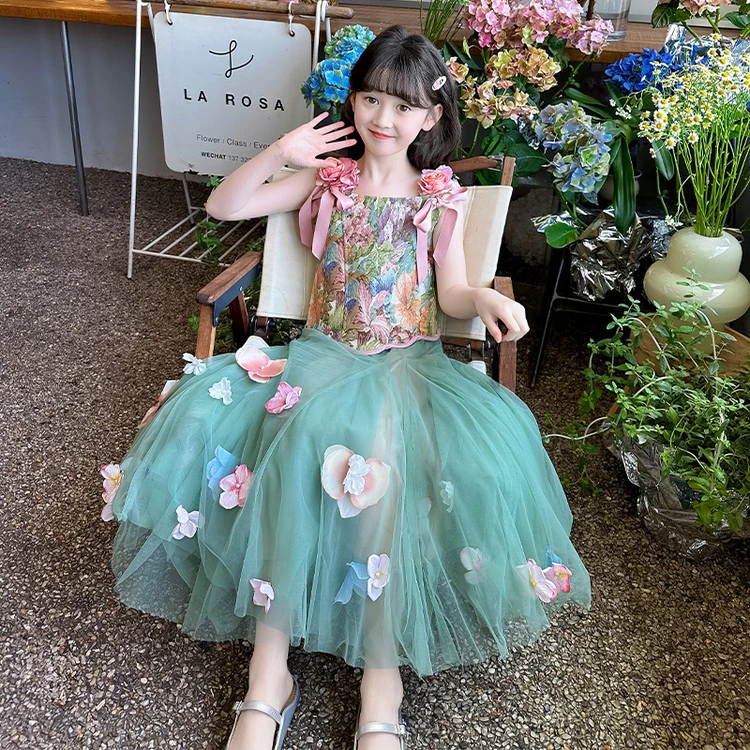 儿童2025新款夏装女童背心半身裙两件套小仙女夏季花仙子公主套装