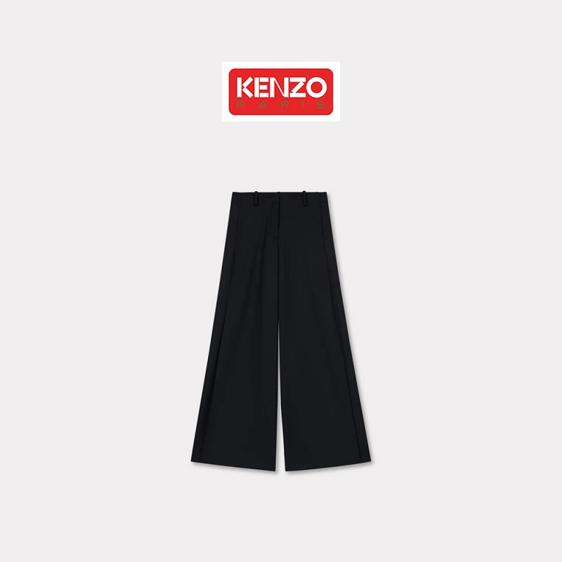 KENZO 25春夏新品 女士宽松版型 羊毛时尚百搭黑色时尚简约长裤