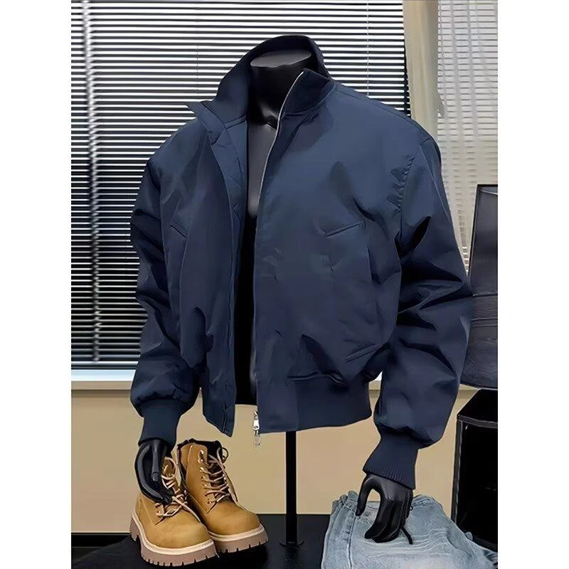 藏蓝色ma1飞行员夹克男春秋款高级感廓形短款外套美式立领棒球服