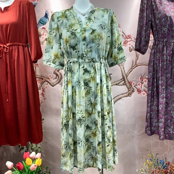 2507  收腰显瘦女人味连衣裙新中式