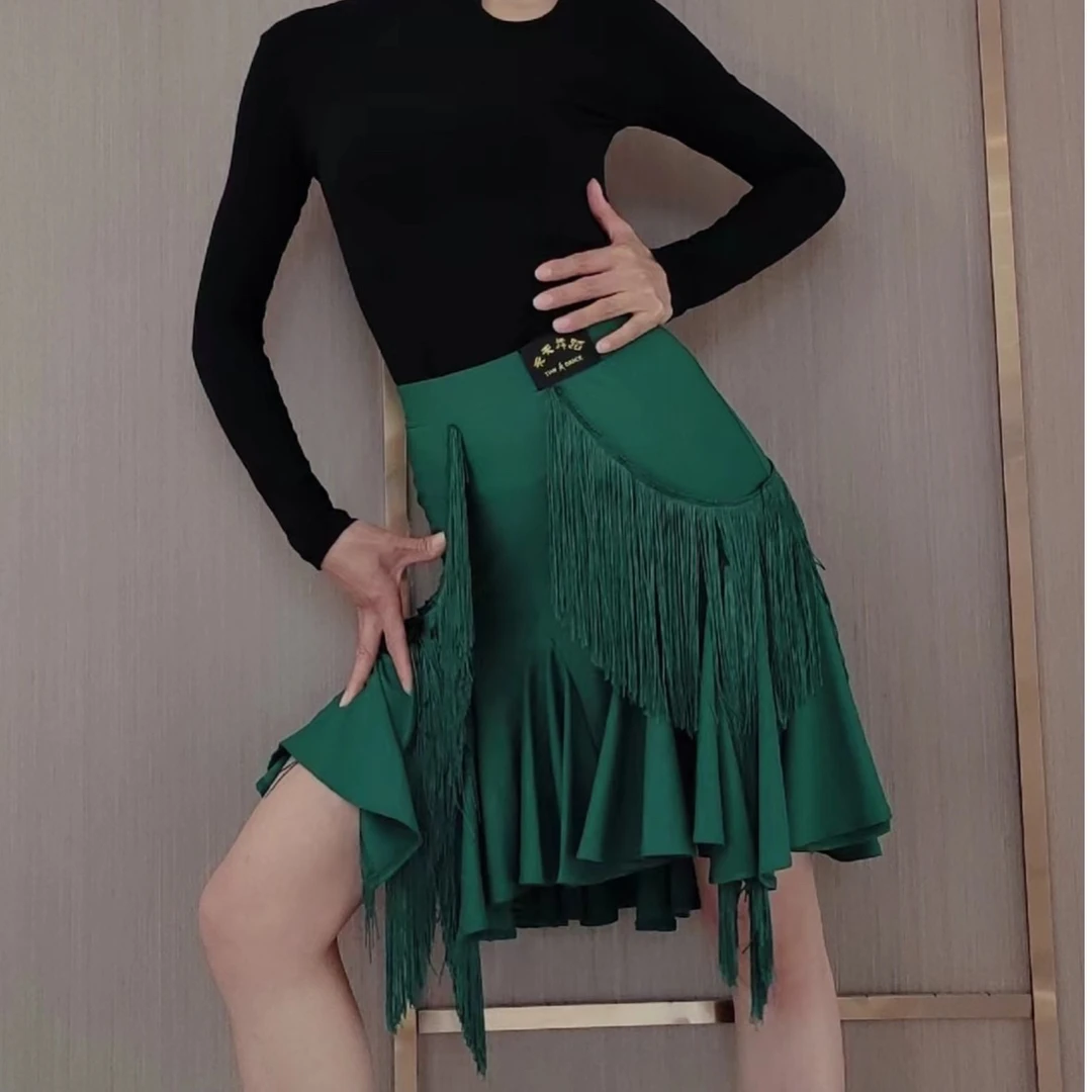 2025新款网红百搭国标舞拉丁舞交谊舞三步踩吉特巴四季款半身裙