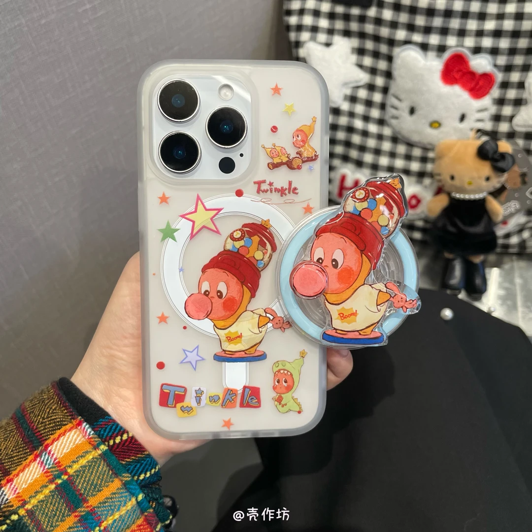 肤感磁吸泡泡星星人支架手机壳适用iPhone17promax/16/15保护套