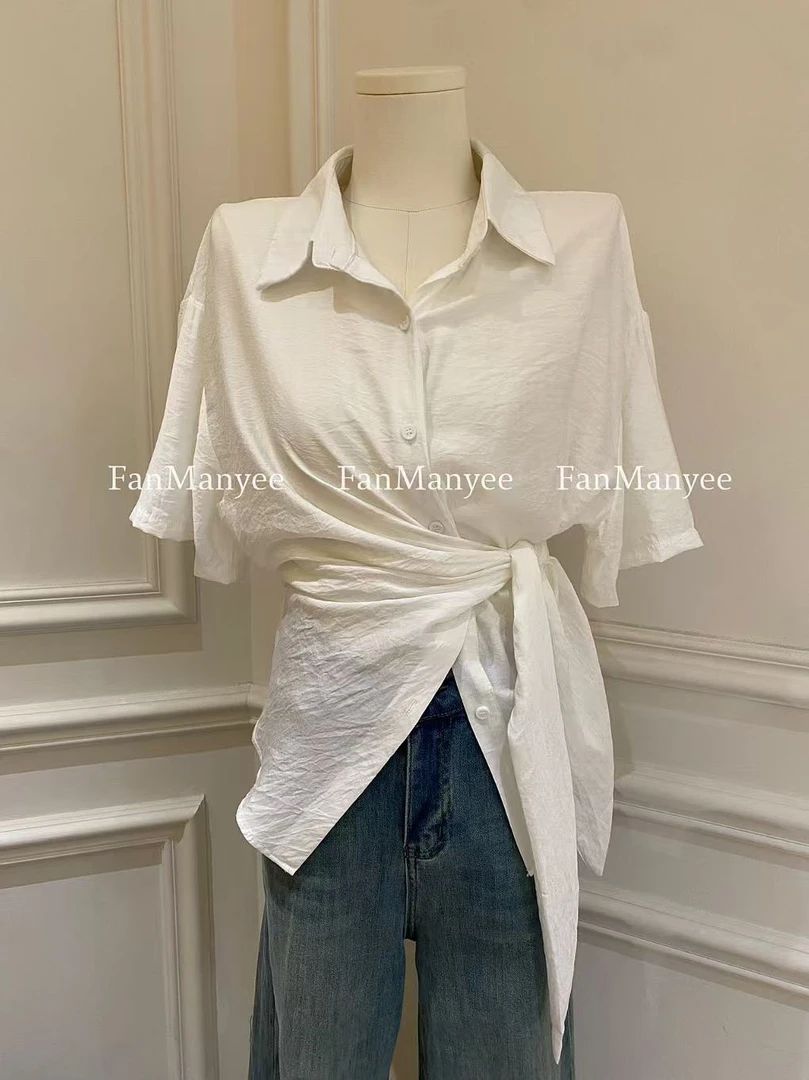 【230-400】TINMAN清款 高级精致韩版设计感百搭短袖上衣小众春夏款