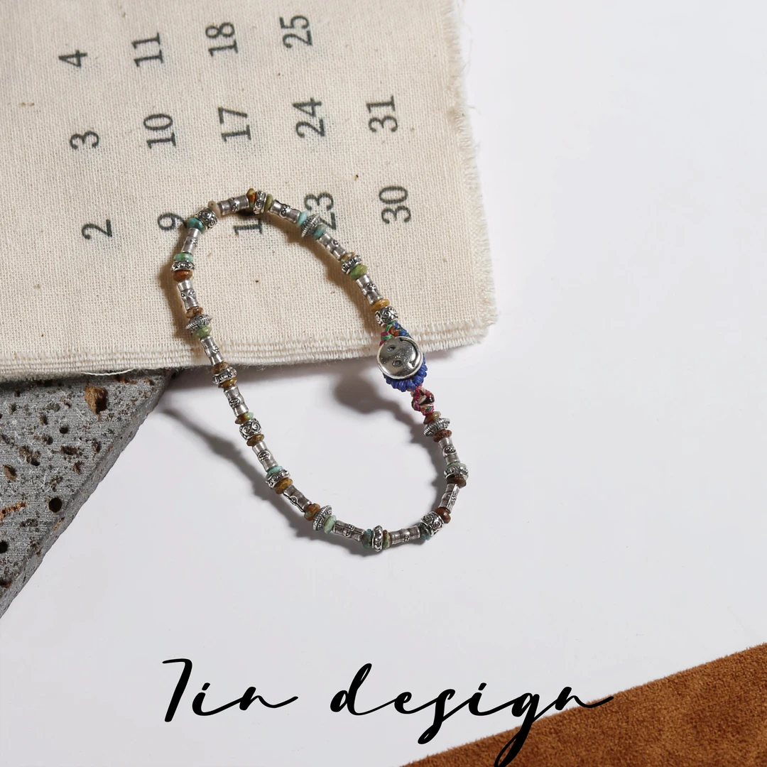 925银手链 手链7in店【春序】小众设计复古编织个性s925纯银手链