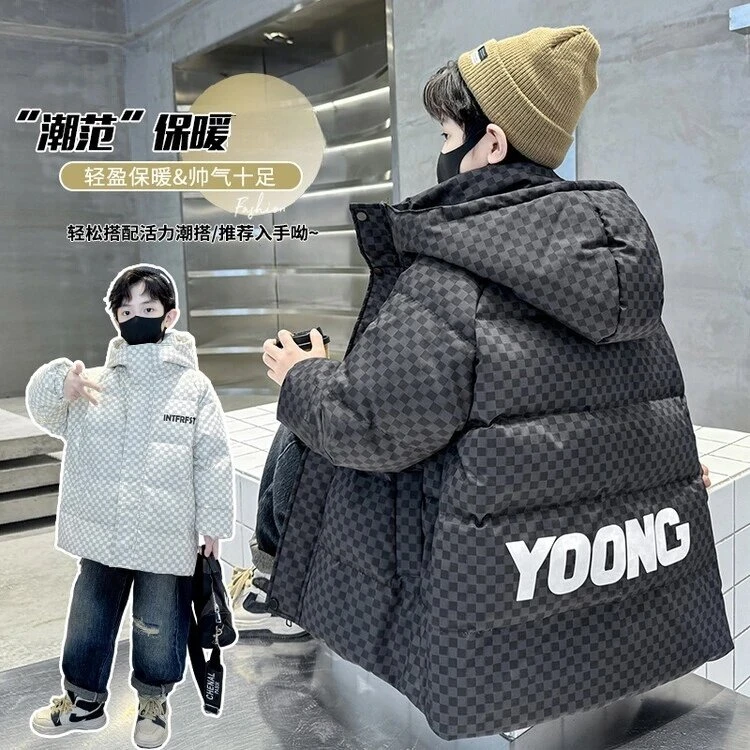 男童棉袄冬装爆款2024新款中长款棉服外穿男孩中大童加厚外套棉衣