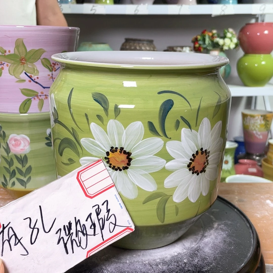 景德镇陶瓷花盆微瑕口16高21