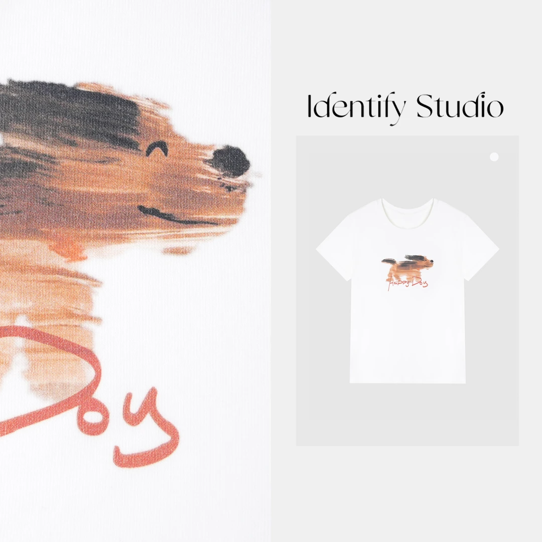 IDENTIFY"奔跑小狗"夏季新款时尚休闲百搭印花圆领短袖25SS