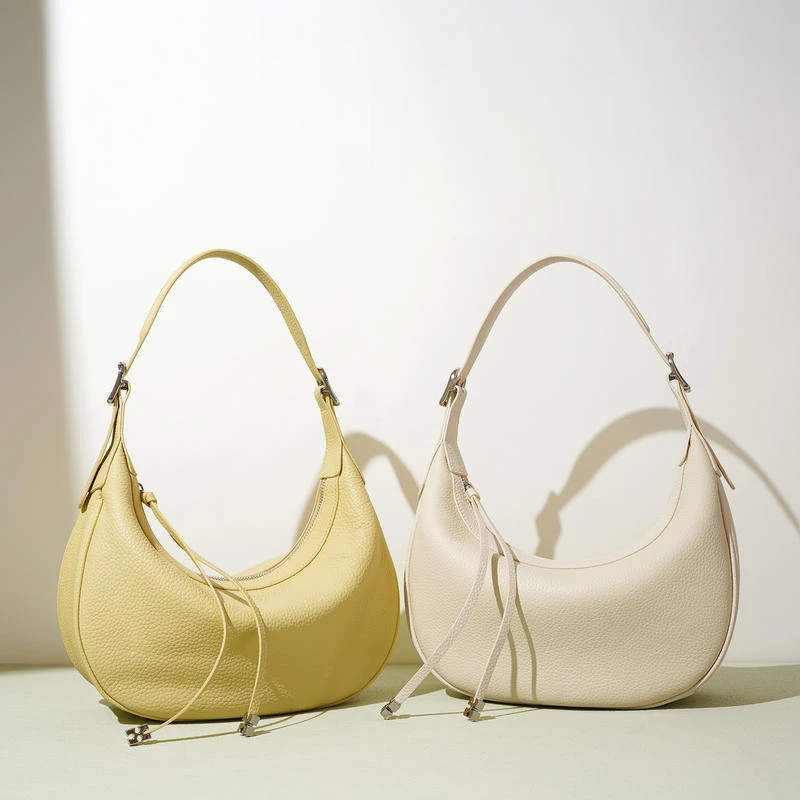 小众真皮单肩包时尚质感女包包简约新款手提斜挎包2025设计半月包