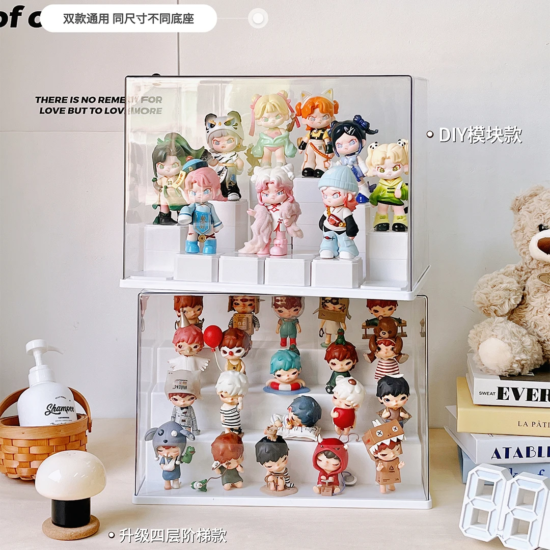 手办展示架透明盲盒收纳盒桌面多层娃娃玩偶展示柜摆件展示盒