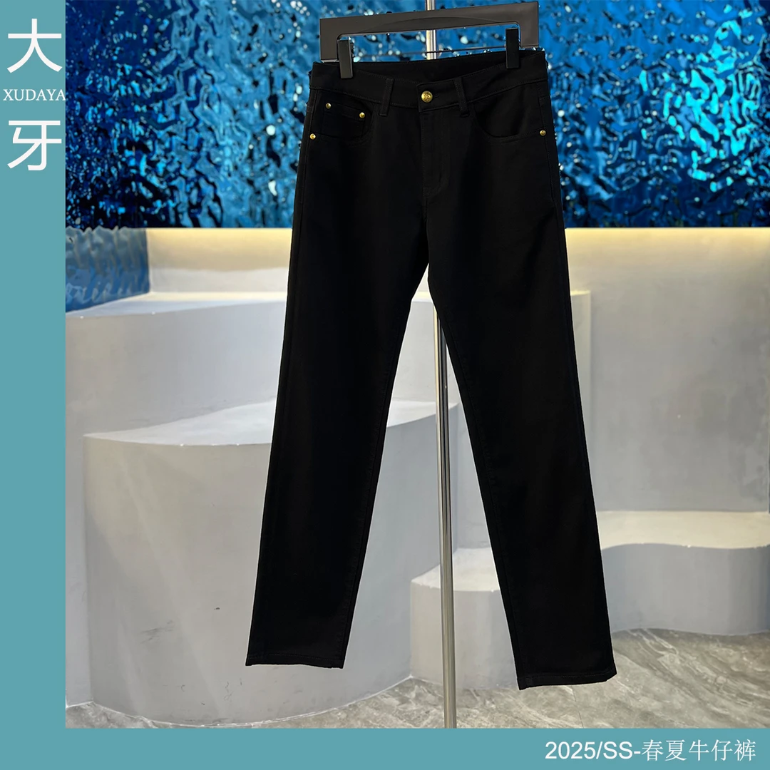 【大牙】511#纯黑色牛仔裤男2025春夏男时尚百搭弹力修身小直筒