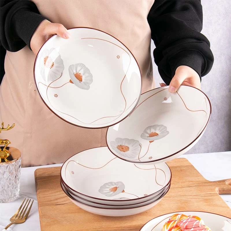 【岁月静好7英寸盘10支装】家用凉菜盘网红釉下彩耐高温陶瓷小盘子