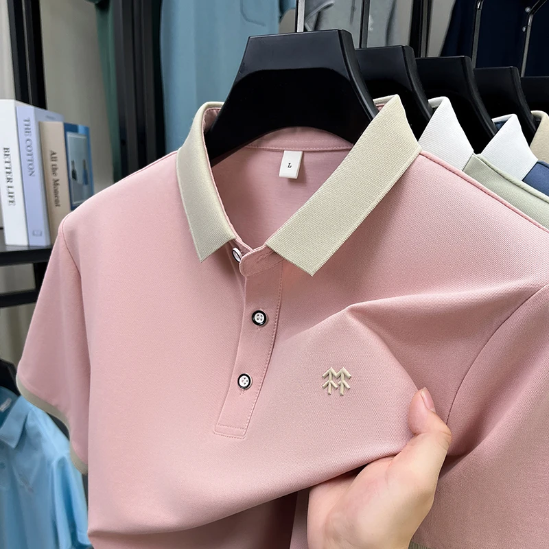 Polo衫男款两棵树商场同款短袖夏季修身休闲免烫polo衫纯色