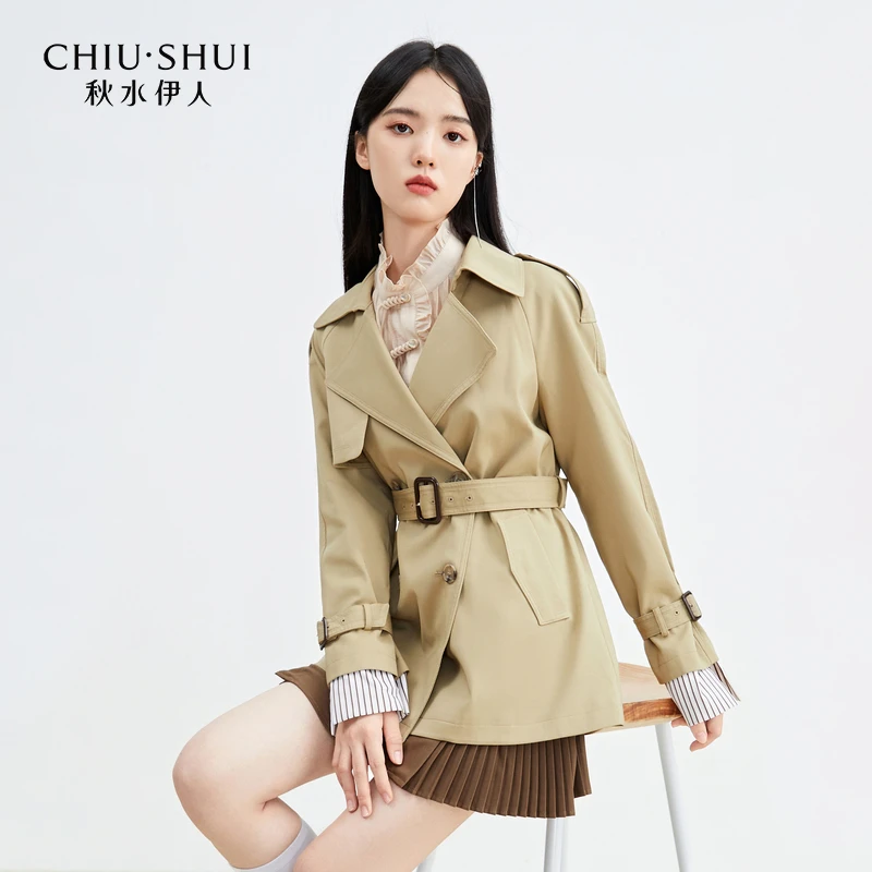 【直播】秋水伊人风衣外套女中长款英伦风623112A110023