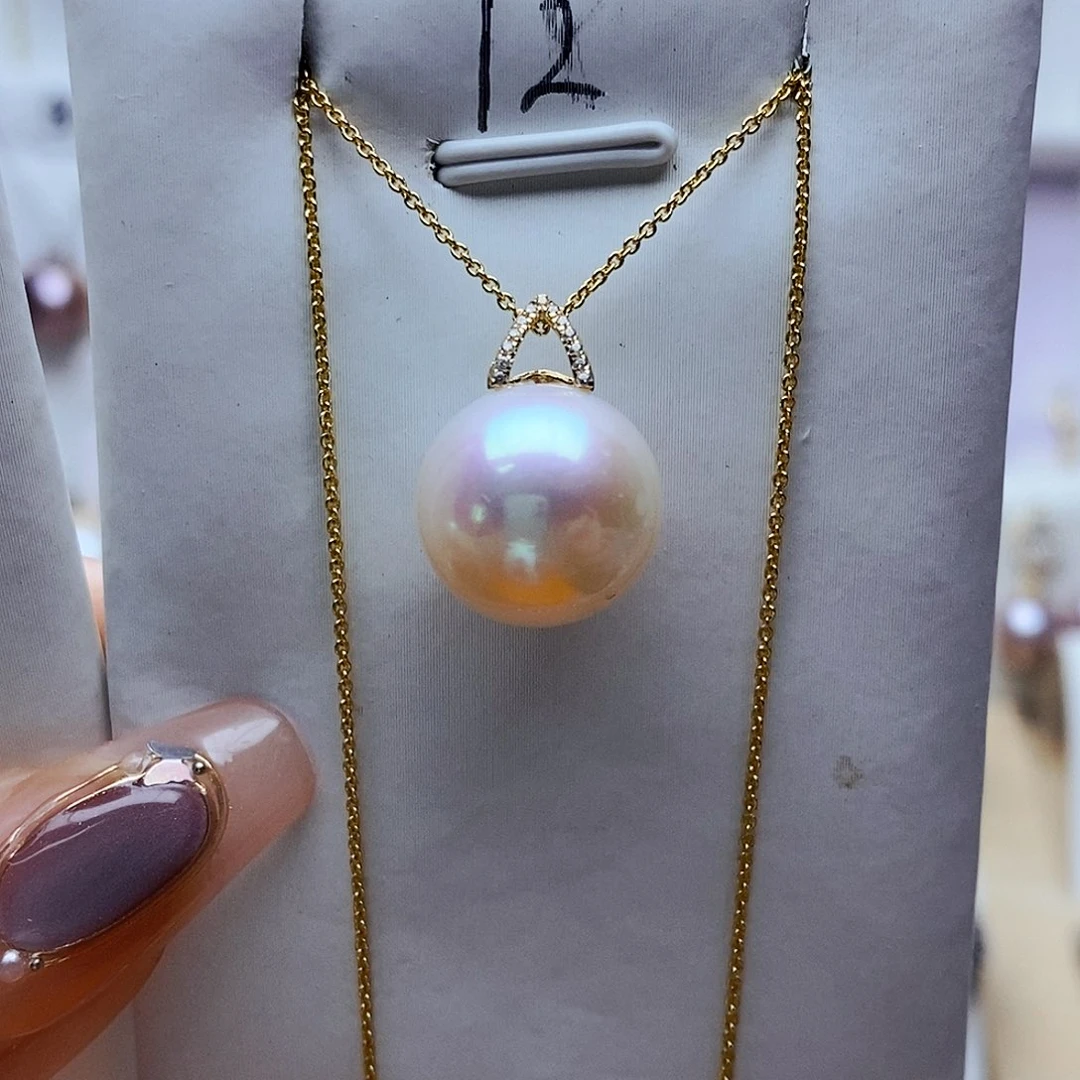 淡水珍珠吊坠(赠链)18K金镶嵌w****y