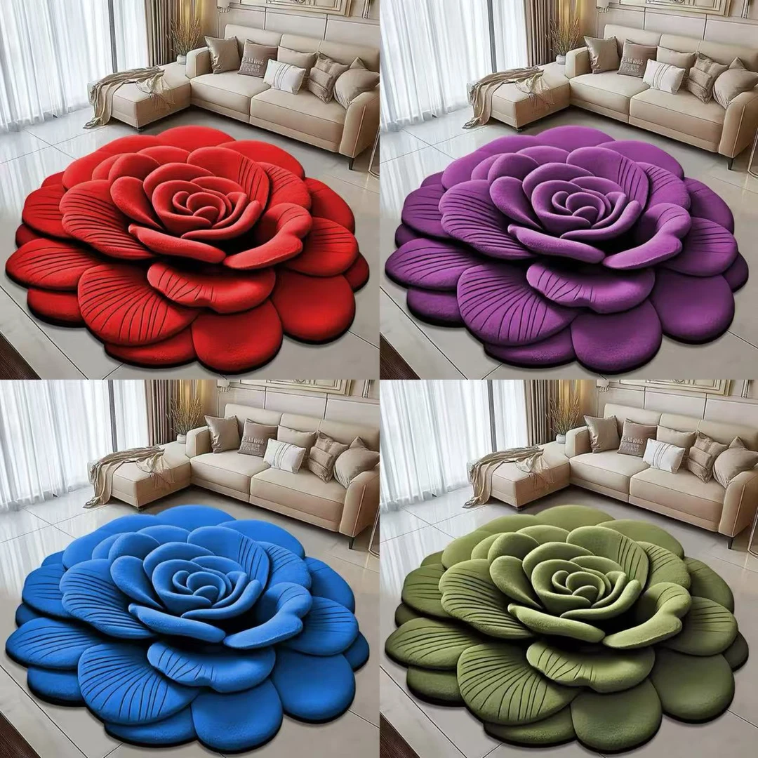 新立体玫瑰异形花160*160厘米防滑地毯地垫装饰地垫