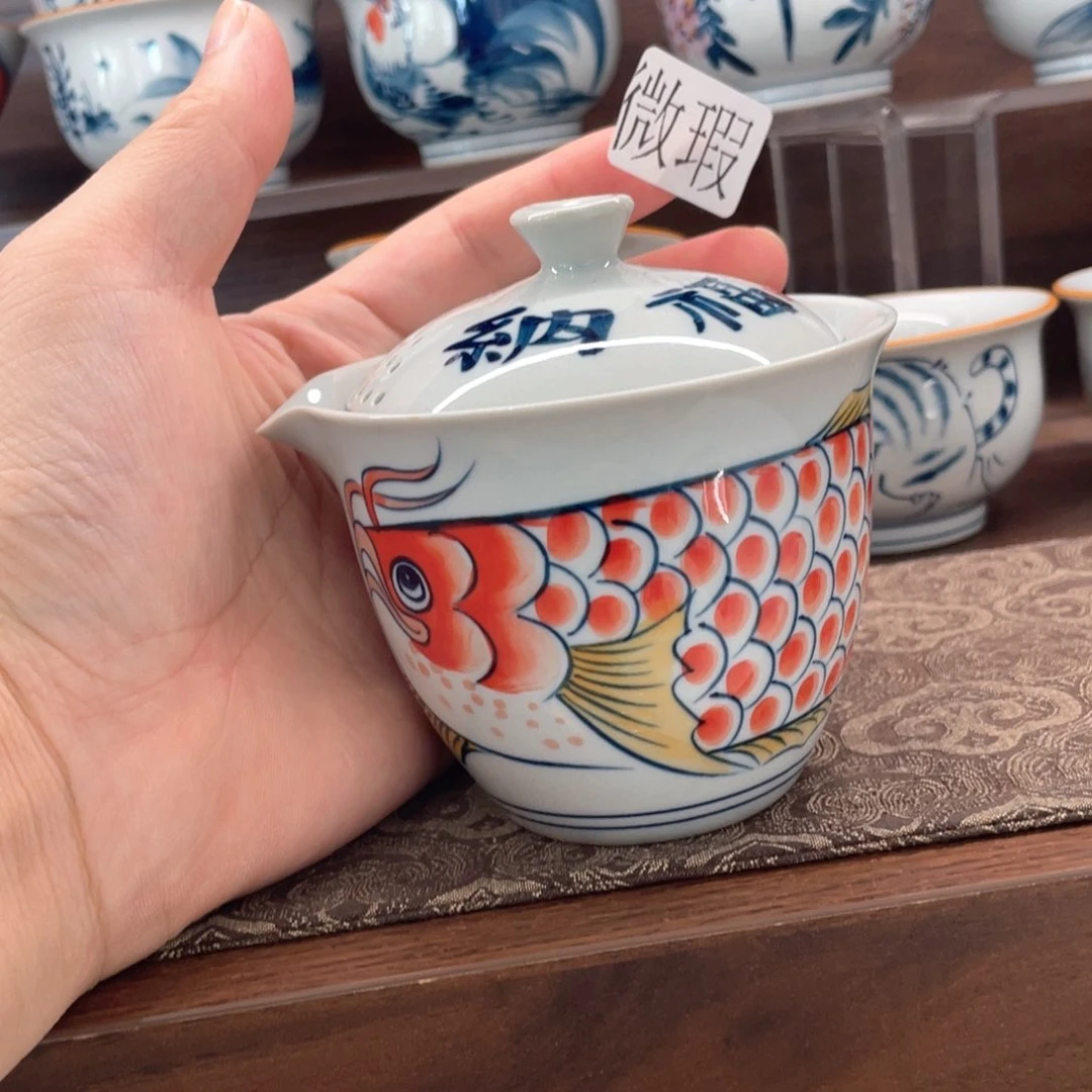 釉下手绘茶具微瑕