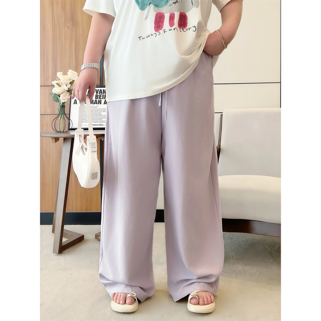 大码女装夏季气质花契200斤胖mm醋酸铜氨绒奶皮多巴胺弯刀裤4314