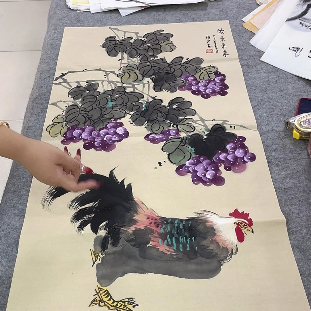 书法纯手绘山水花鸟